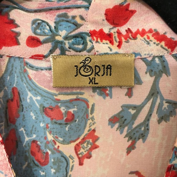 Jorja Red Blue Floral Open Front Long Sleeve Sheer Kimono XL - Picture 3 of 6